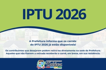 Prefeitura de Taiúva disponibiliza carnês do IPTU 2026