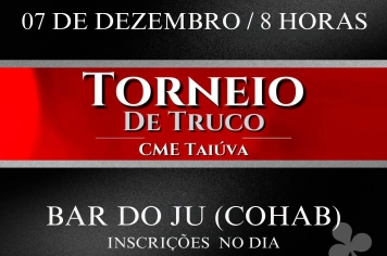 7ª e última rodada do Torneio de Truco de Taiúva será realizada dia 7 de dezembro, no Bar do Ju