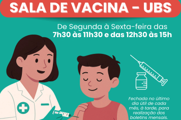 Horário de atendimento da Sala de Vacina da UBS de Taiúva