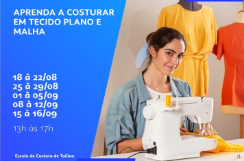 Curso gratuito de costura oferece oportunidade de capacitação e renda extra em Taiúva