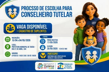 Taiúva abre inscrições para processo suplementar do Conselho Tutelar