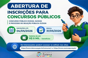 Prefeitura de Taiúva abre concursos públicos para diversas áreas