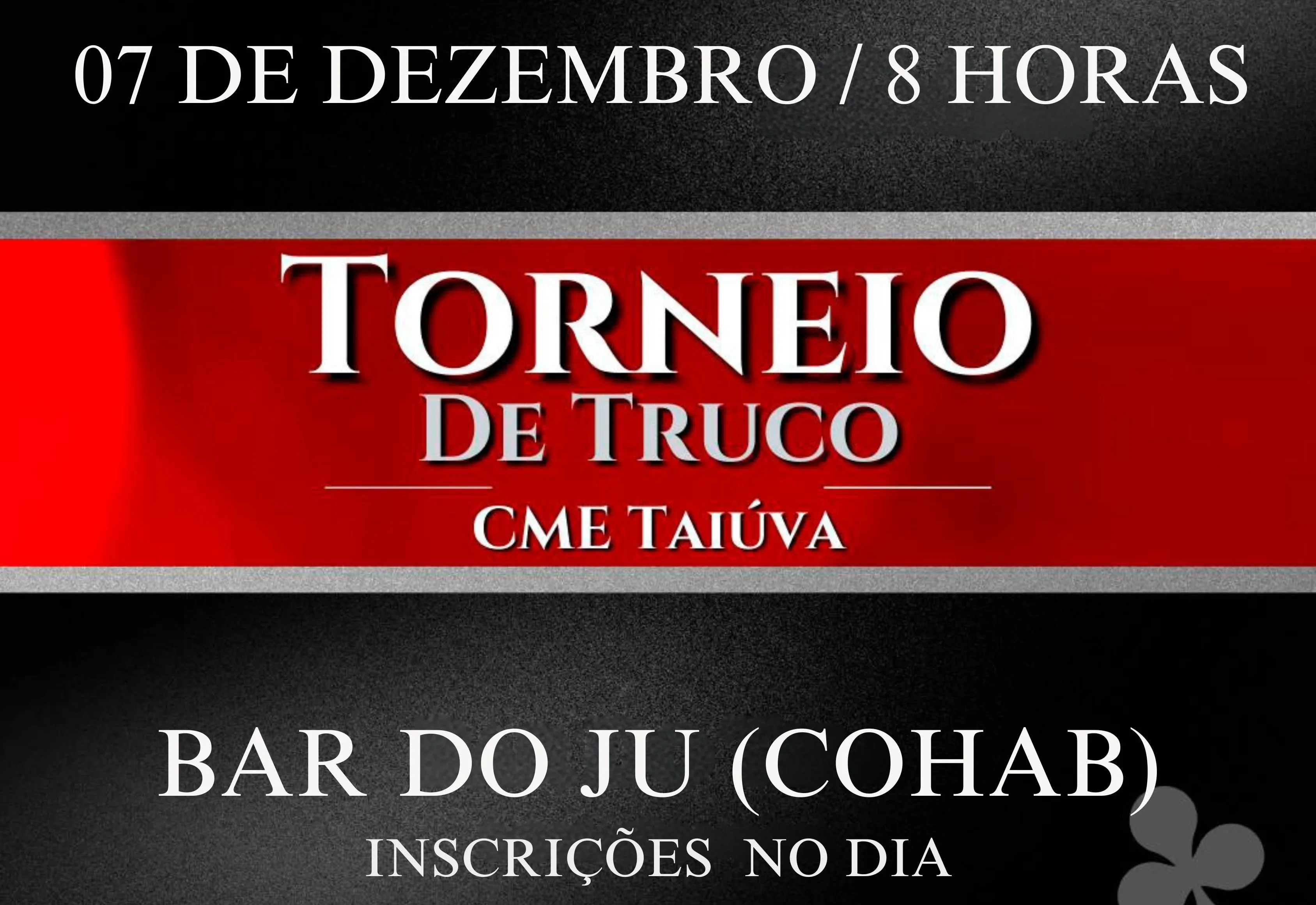 7ª e última rodada do Torneio de Truco de Taiúva será realizada dia 7 de dezembro, no Bar do Ju