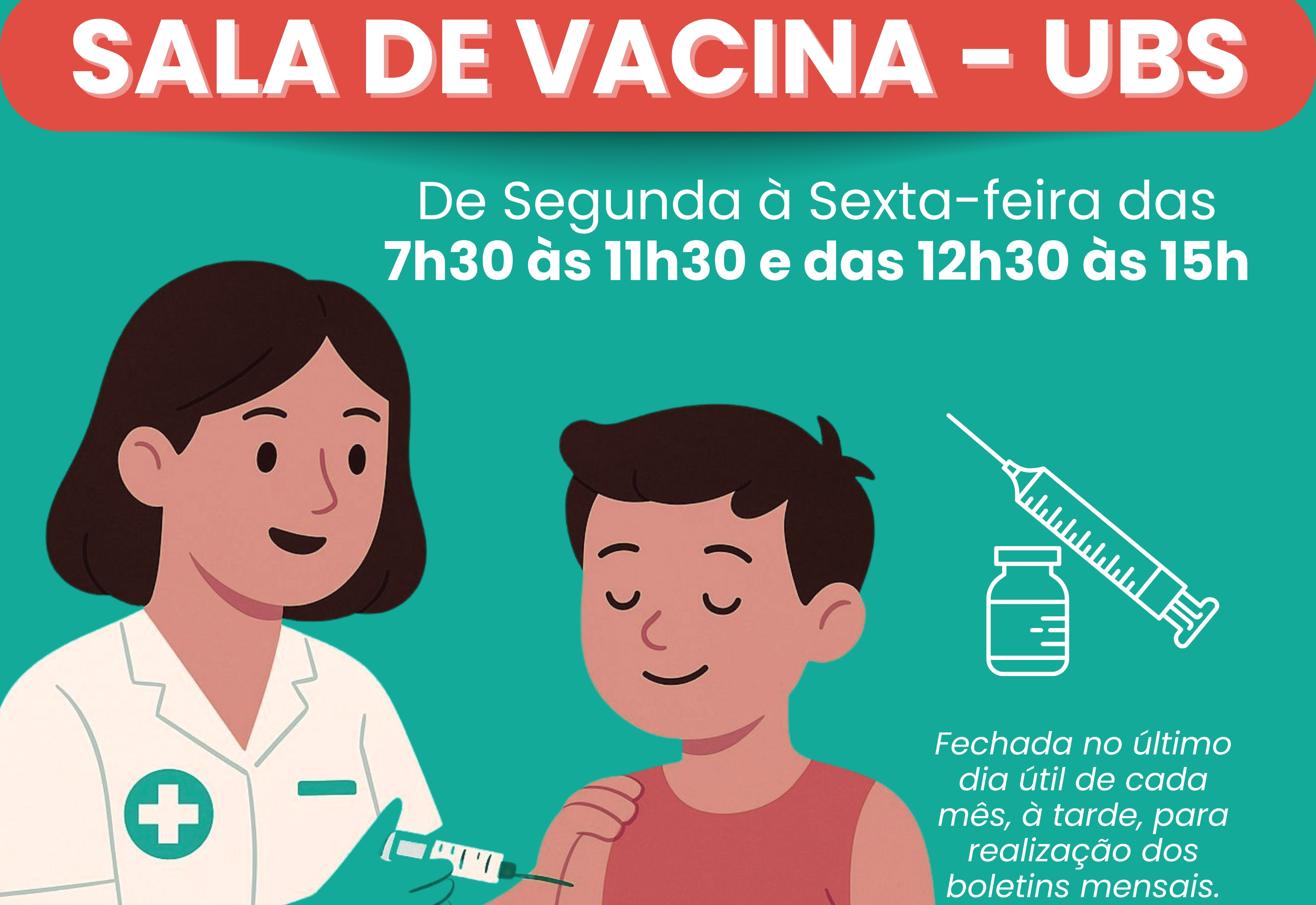 Horário de atendimento da Sala de Vacina da UBS de Taiúva