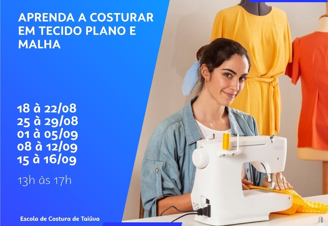 Curso gratuito de costura oferece oportunidade de capacitação e renda extra em Taiúva