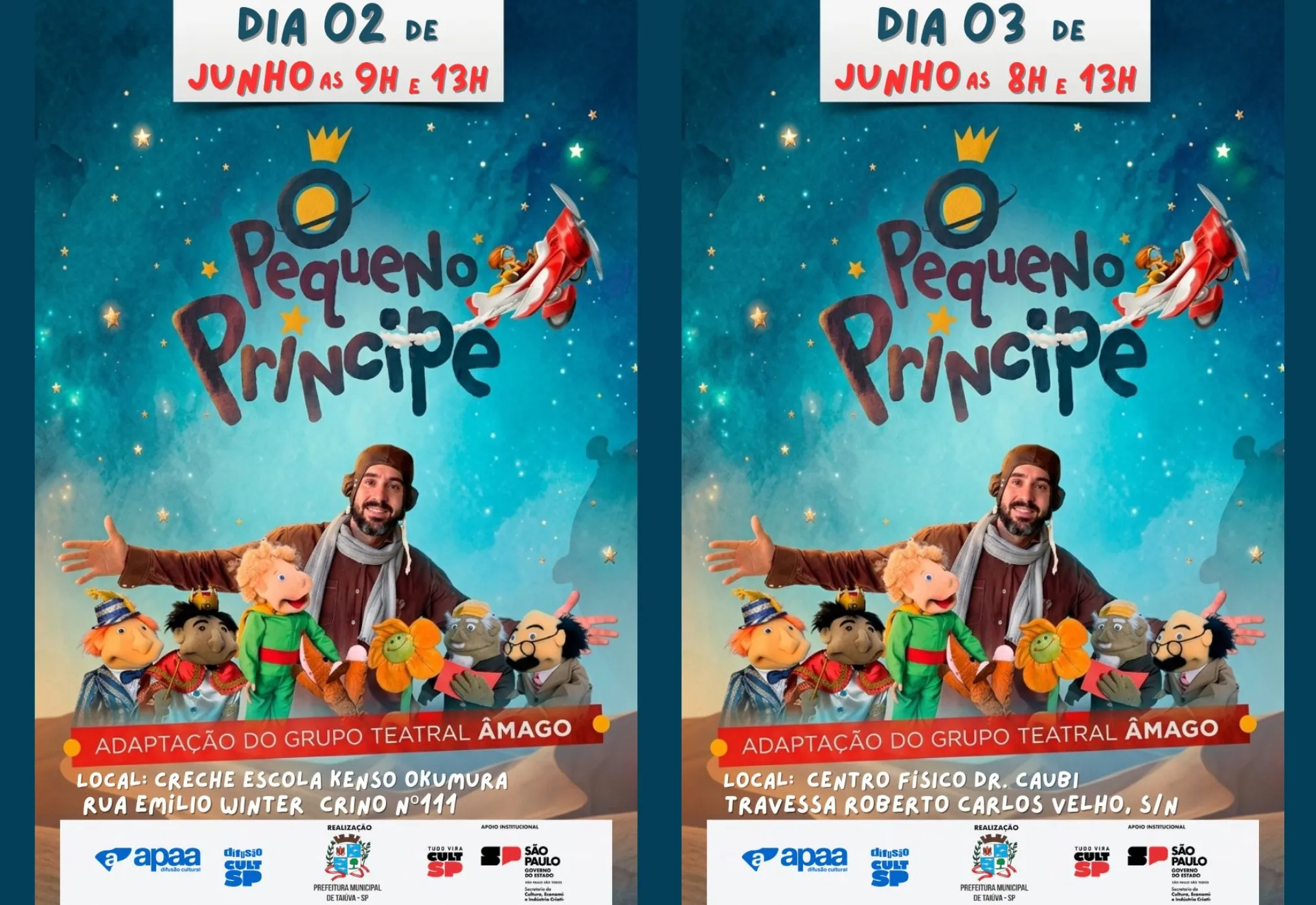 Espetáculo “O Pequeno Príncipe” chega a Taiúva com apresentações gratuitas para crianças e famílias