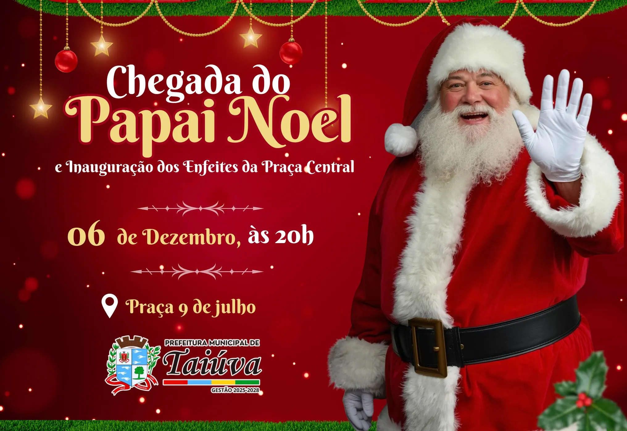 Prefeitura Municipal de Taiúva convida toda a população para celebrar a magia do Natal